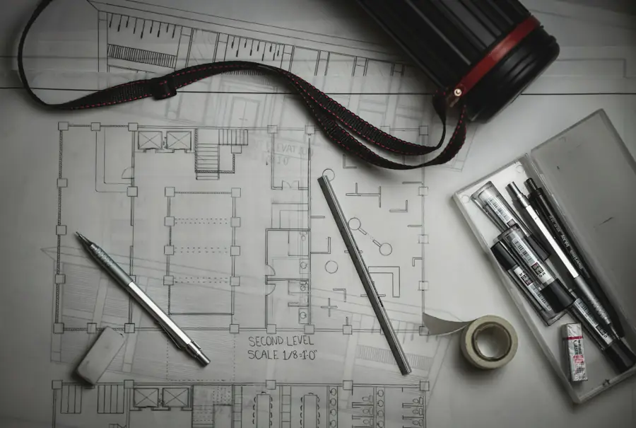 Architectural drawings with drafting tools