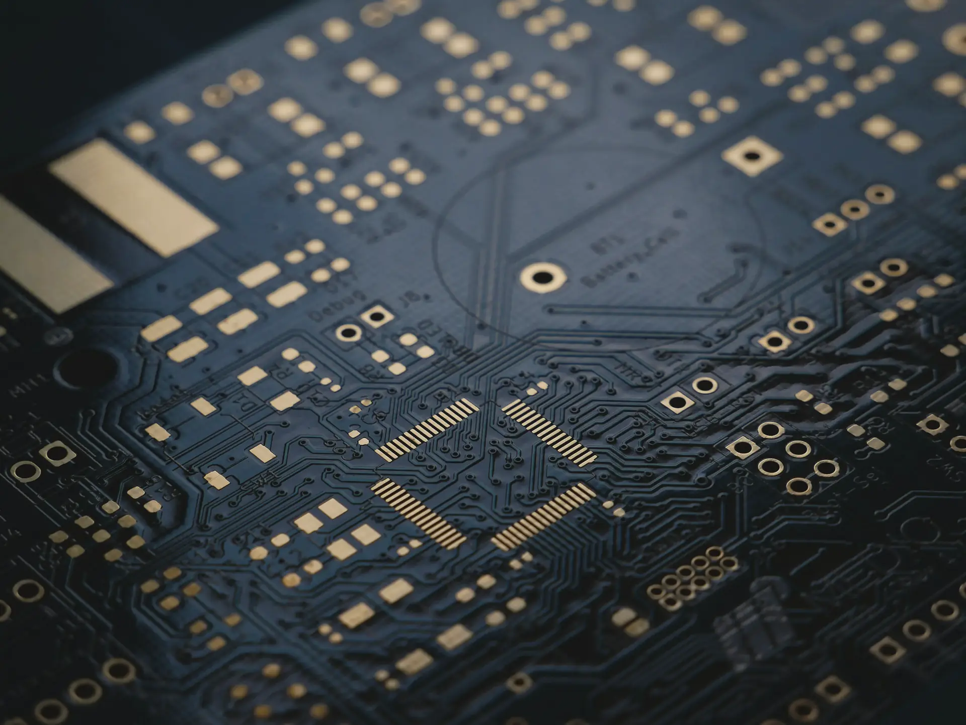 Close-up of a dark circuit board
